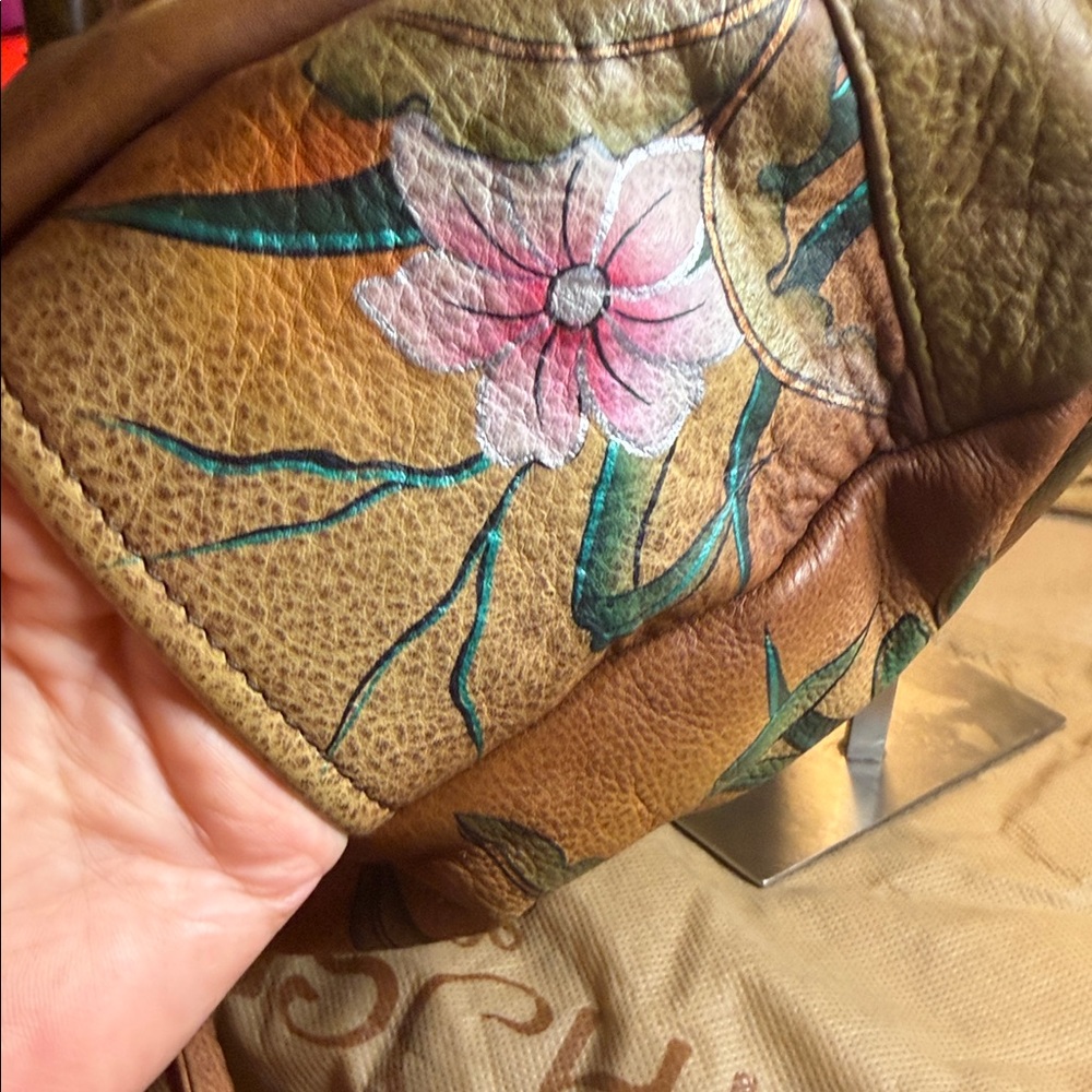 FINAL PRICE $125. Anuschka Hand-Painted Floral Leather Shoulder Bag - Multicolor - Picture 16 of 16